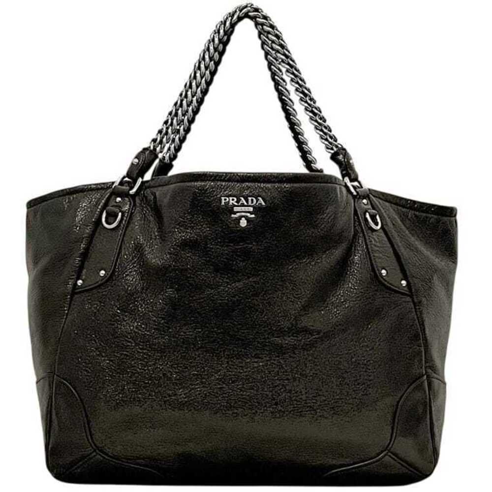 Prada Chain Leather Tote Bag Shoulder Bag Brown